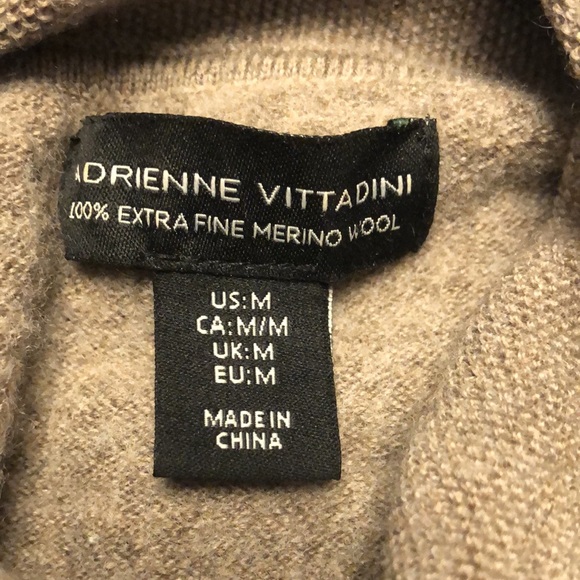 Adrienne Vittadini Cowl Neck Merino Wool Brown Sweater - Picture 7 of 8